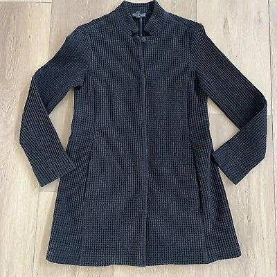 Buy Eileen Fisher Black Waffle Knit Size XXS Jacket Pockets Long Sleeve Capsule • 47.08£