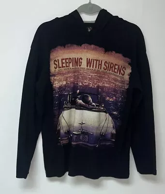 Buy Hot Rock SLEEPING WITH SIRENS Womens Black Graphic Long Sleeve Hoodie Size L • 16.10£