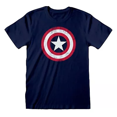 Buy Marvel Comics Avenge - Captain America Shield Unisex Blue T-Shirt Sm - H777z • 12.46£