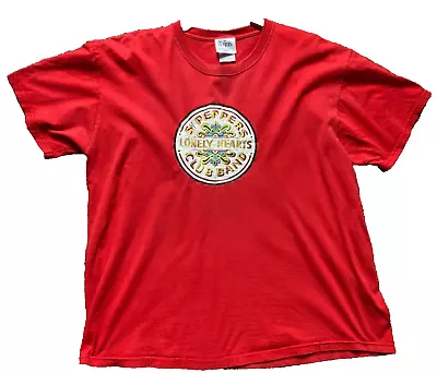 Buy Rare THE BEATLES Sargent Peppers Lonely Hearts Club Band XL T Shirt Red Mens • 4.95£