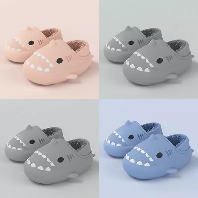 Buy Cute Adult Shark Fluffy Warm Slippers Unisex Winter Waterproof Garden Clog Shoes • 15.99£