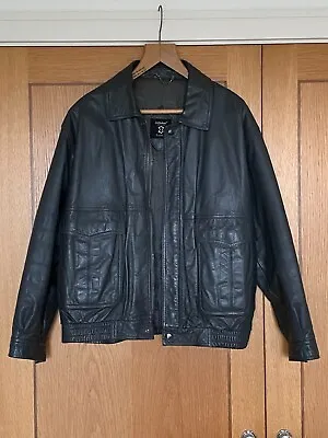 Buy Vintage M&s Mens Leather Jacket - Dark Grey - Large - 24  Ptp - Excellent • 25£