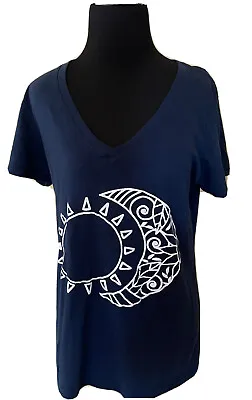 Buy Lady’s Navy Blue Sun And Moon Ideal Tshirt Size XL • 15.92£