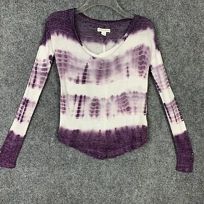 Buy Aeropostale Tie Dye T-Shirt Women XS Thin Knit V Neck Purple Round Hem • 18.88£