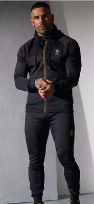 Buy Gym King Polyester Full Zip Tracksuit Hood Jogging Bottoms Sweatpants Black Gold • 44.99£