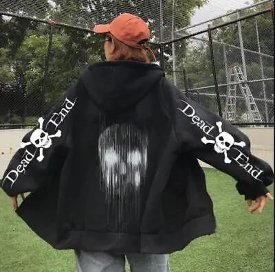 Buy Womens Punk Gothic Hooded Skull Skeleton Print Zip Up Hoodies Jacket Outwear • 33.78£