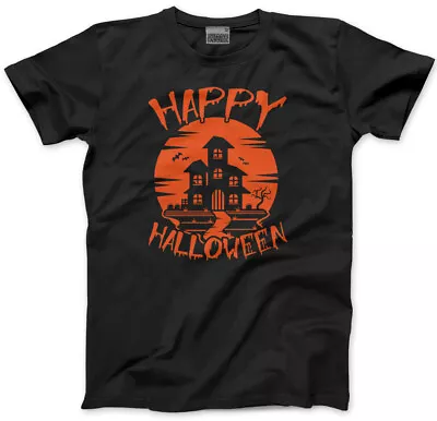 Buy Happy Halloween Haunted House Unisex T-Shirt Trick Treat Party Disco Decor Gift • 13.99£