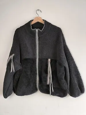 Buy UGG RTW Black Full Zip Oversized Polar Teddy Fleece Jacket - Women's UK Medium • 29.95£