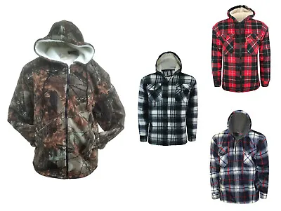 Buy Mens Lumberjack Fur Fleece Lined Hooded Jacket Padded Shirt Sherpa Winter M-2XL • 20.99£