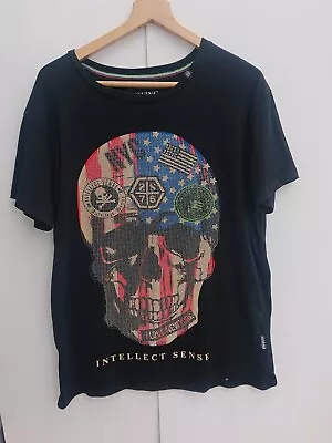 Buy Swing Sense Skull Bling New York Diamontie Black Xl T Shirt Mens • 15£