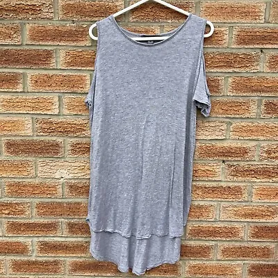 Buy Size 16 Grey Long T-shirt Cut Out Sleeve Small Hole Mark Womens  • 5.58£