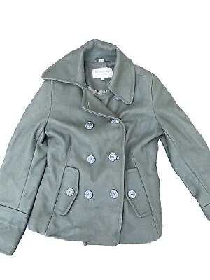 Buy Weathervane Wool Pea Coat Small Green Jacket Button Down Warm Olive Army Blend • 18.89£