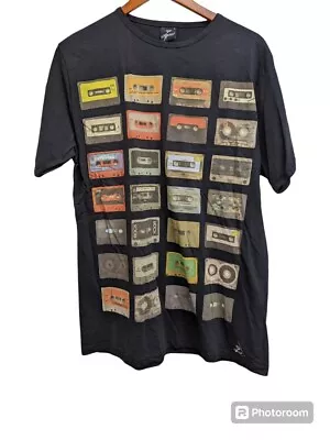 Buy Men's S-ponder Black With Cassette Tape Design T-shirt Size L CG E39 • 7.99£