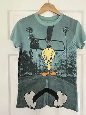 Buy Vintage Looney Tunes Tweety Pie Bird  Graphic T Shirt Green Size Small • 8.95£