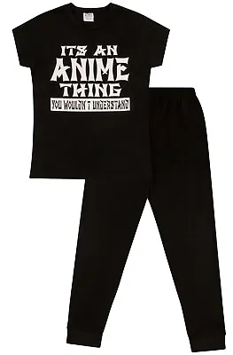 Buy It's An Anime Thing Long Girls Pyjamas Cotton 9 To 16 Years Black • 12.99£