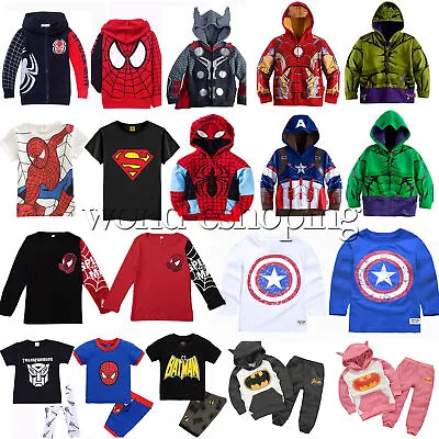Buy Kids Boys Superhero Clothes T-Shirt Hoodies Sweatshirt Coat Tops Outfit Sets • 15.16£