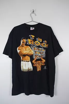 Buy Vintage 1998 WWF The Rock Know Your Role Rocky Graphic Print T Shirt XL Attitude • 109.99£
