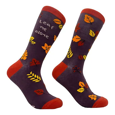 Buy Leaf Me Alone Socks Funny Loner Anti Social Introvert Fall Season Lovers • 4.83£
