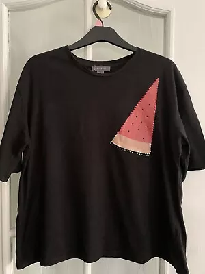 Buy Womens Black Colour Short Sleeve T-Shirt /Top With Studded Watermelon UK Size 18 • 3.99£