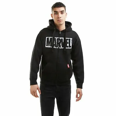 Buy Marvel Mens Zip Up Hoodie Logo Distressed Jacket Black  S-XXL Official • 34.99£