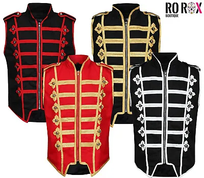 Buy Men's Steampunk Parade Jacket - Sleeveless Military Marching Band Drummer Vest • 39.99£