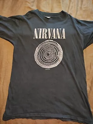 Buy Vintage Nirvana Circles Of Hell T-shirt Men's Medium Black 1992 Kurt Cobain • 299.99£