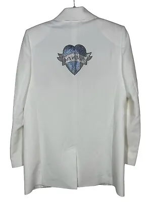 Buy Zadig & Voltaire Viva Heart Strass Jacket Size 40 Ivory Embellished Blazer $578 • 187.10£