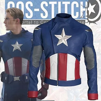 Buy Captain America Motorbike/Motorcycle Leather Jacket Cowhide/ 5 Armour/ All Sizes • 158.88£