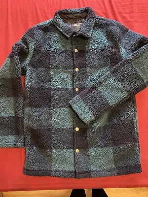 Buy Next Boys Blue Check Sherpa Jacket With Collar Fully Lined 15 Yrs • 9.50£