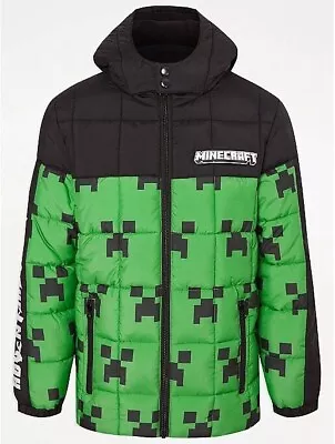 Buy Minecraft Green Fleece Lined Padded Coat Creepers, 11 - 12 Years • 36.99£