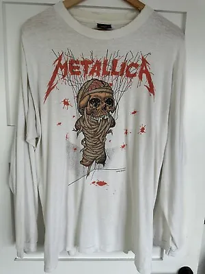 Buy Vintage 1988 Metallica One Landmine Long Sleeve T Shirt Brockum • 129£