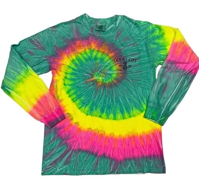 Buy Ocean City MD Maryland Tie Dye Womens Tee Shirt Size S Rainbow Long Sleeve • 11.33£