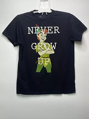 Buy Disney Peter Pan 'Never Grow Up' Black Graphic T-Shirt Adult M • 19.29£