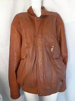 Buy Aviatrix Tan Brown Real Leather Jacket Zip Up Mid Length Size 3XL UK Mens • 52.99£