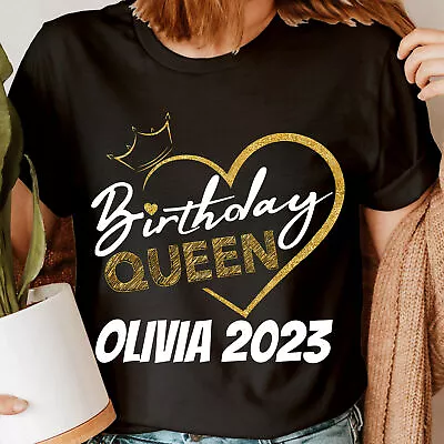 Buy Personalised Any Name Birthday Queen Princess Custom Womens T-Shirts Top #DNE • 7.59£