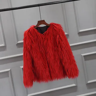 Buy Women's Faux Fur Coat Ladies Autumn Winter Soft Fluffy Casual Cardigan Warm Coat • 26.39£