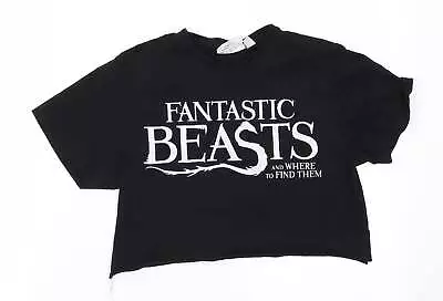 Buy Fantastic Beasts Womens Black Cropped T-Shirt Size S Round Neck - Fantastic Beas • 3£