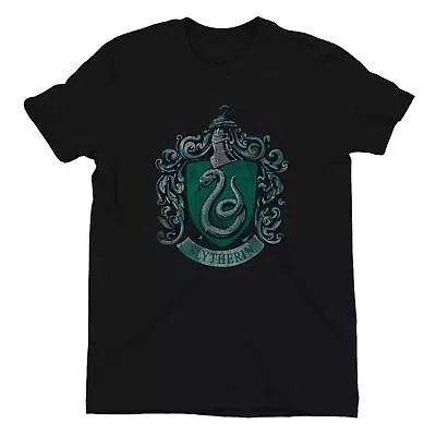 Buy Harry Potter Distressed Slytherin Crest Children's Unisex Black T-Shirt • 14.99£