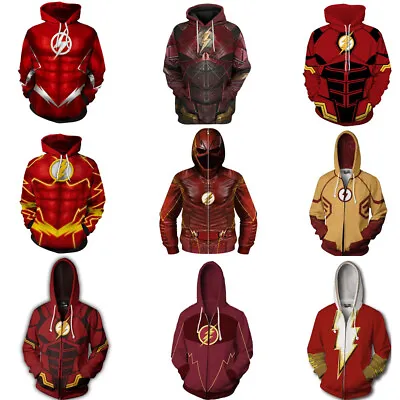 Buy Movie The Flash Allen 3D Hoodies Cosplay Superhero Sweatshirts Jacket Costume • 19.08£