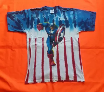 Buy Captain America Tie Dye Single Stitch 2006 Marvel T Shirt Size M • 20£