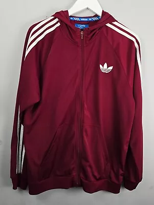 Buy Adidas Originals Hoodie Mens Large Red Full Zip Trefoil Sports Jumper • 14.44£