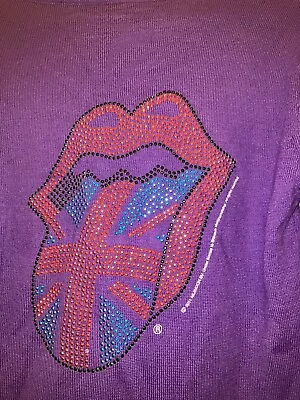 Buy Rolling Stones Purple Top With Rhinestone Lips Logo Official Merch 2011 Women’s • 3£