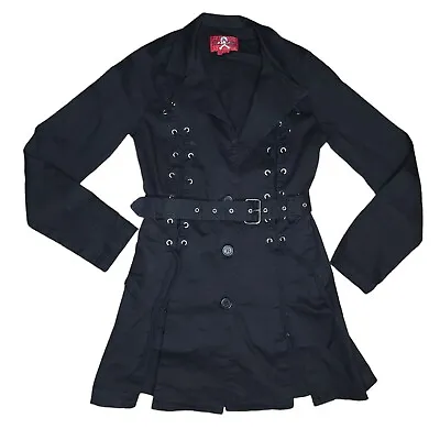 Buy Royal Bones Corset Detailing Trench Coat Jacket Goth Gothic Alt Size Small • 147.23£