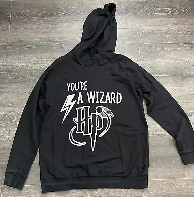 Buy Women's Harry Potter Black Hoodie You’re A Wizard HP Size Medium 10-12 • 8.99£