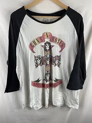 Buy Guns N Roses T Shirt Extra Large XL Raglan 3/4 Sleeved Appetite For Destruction • 12.95£