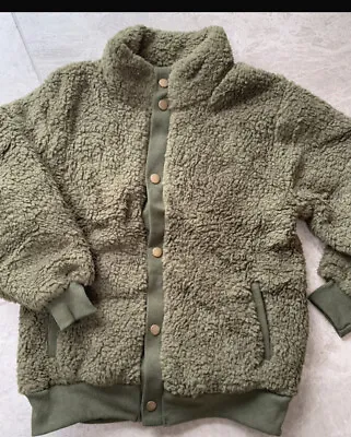 Buy Girls Sherpa Fleece Khaki Green Soft & Warm BNWT Easy Care Jacket • 9.99£