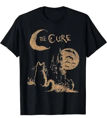 Buy The Cure Cat Moon Bat T-Shirt,  Head On The Door Logo : Colour: Black / Size: XL • 13.99£