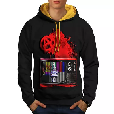 Buy Wellcoda Anarchy Stylish Fashion Mens Contrast Hoodie, Red Casual Jumper • 30.99£