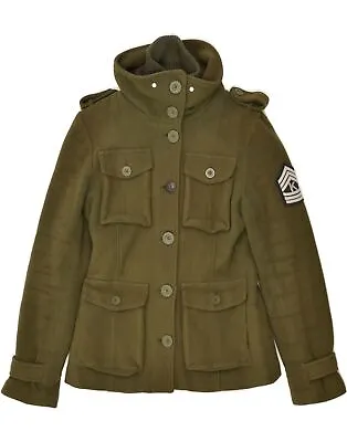 Buy KHUJO Womens Military Jacket UK 14 Medium Khaki Wool AT62 • 30.56£