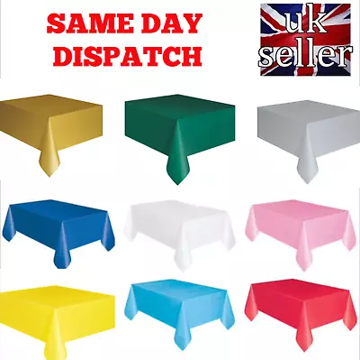 Buy Rectangle Disposable Plastic Table Covers Wipe Clean Party Table Cloth Covers UK • 1.29£